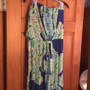 Lily Pulitzer maxi dress. Strapless, net
